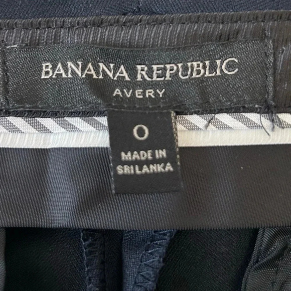 Banana Republic Avery Straight Fit Ankle Pants Side Stripes Cropped Navy Blue 0 - Picture 10 of 14